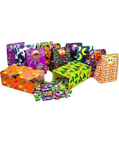 72 PCS Halloween Paper Treat Bags with Stickers Halloween Candy Goodie Bags with 12 Character Designs for Halloween Party Sup...