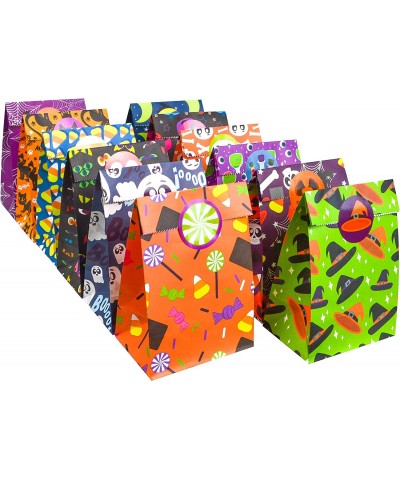 72 PCS Halloween Paper Treat Bags with Stickers Halloween Candy Goodie Bags with 12 Character Designs for Halloween Party Sup...