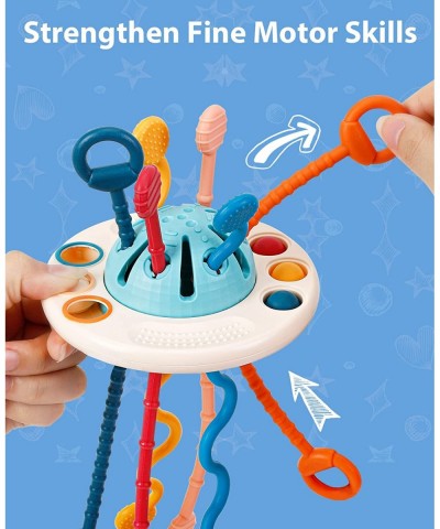 Sensory Travel Toys for Toddlers 1-3 Year Old Boy Gifts UFO Silicone Pull String Activity Montessori Baby Toys 6-12-18 Months...