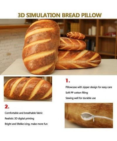 3D Simulation Bread Plush Pillow 22 inch Soft Lumbar Baguette Back Cushion Stuffed Toy Funny Food Plush Butter Toast Bread Fo...