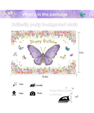 Purple Butterfly Birthday Party Supplies girl baby shower decoration balloon arch kit photography background cloth $63.95 Kid...