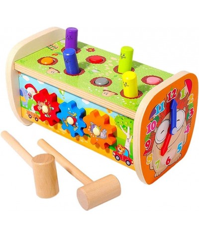 5 in 1 Hammer hammering Toy Wood Pounding Bench with Gears Clock Sliding Mirror Preschool Learning Toy Fine Motor Skills for ...