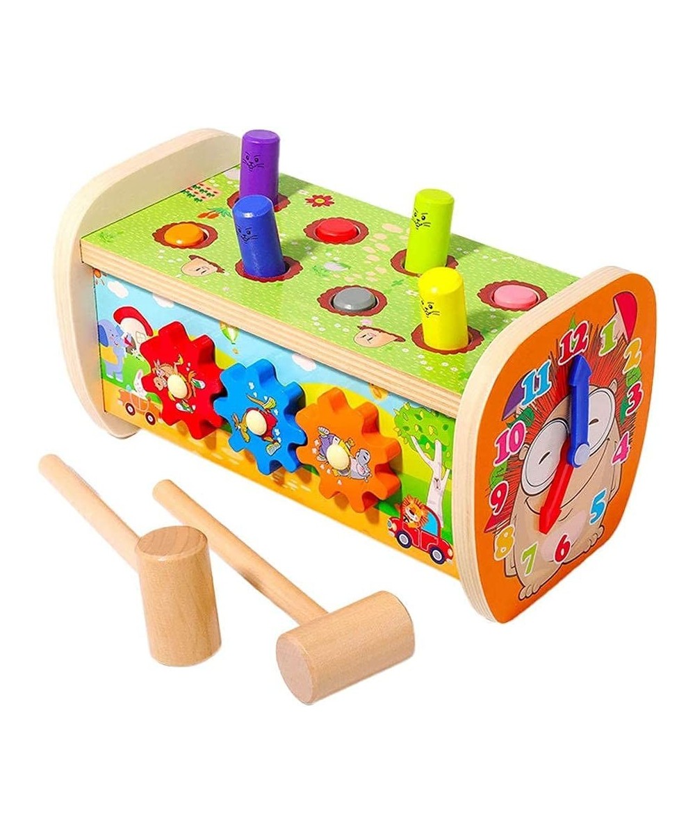 5 in 1 Hammer hammering Toy Wood Pounding Bench with Gears Clock Sliding Mirror Preschool Learning Toy Fine Motor Skills for ...