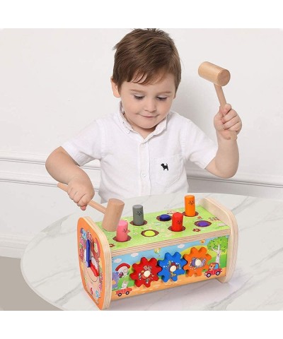 5 in 1 Hammer hammering Toy Wood Pounding Bench with Gears Clock Sliding Mirror Preschool Learning Toy Fine Motor Skills for ...