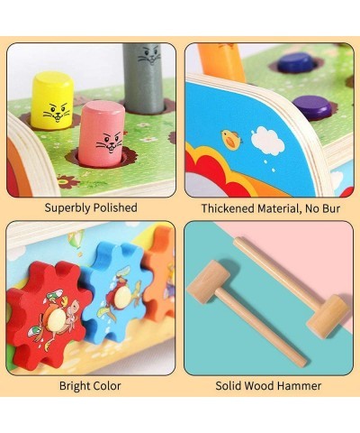 5 in 1 Hammer hammering Toy Wood Pounding Bench with Gears Clock Sliding Mirror Preschool Learning Toy Fine Motor Skills for ...