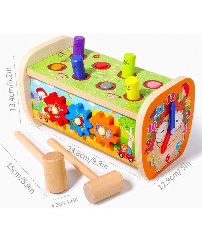 5 in 1 Hammer hammering Toy Wood Pounding Bench with Gears Clock Sliding Mirror Preschool Learning Toy Fine Motor Skills for ...