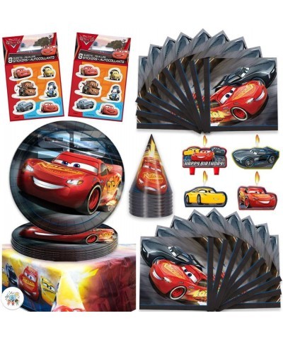 Disney Cars 3 Birthday Party Supplies Pack For 8 With Cars Plates Napkins Tablecover Birthday Candles Stickers Party Hats and...