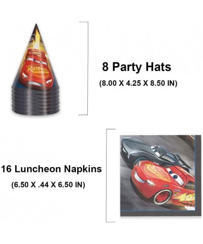 Disney Cars 3 Birthday Party Supplies Pack For 8 With Cars Plates Napkins Tablecover Birthday Candles Stickers Party Hats and...