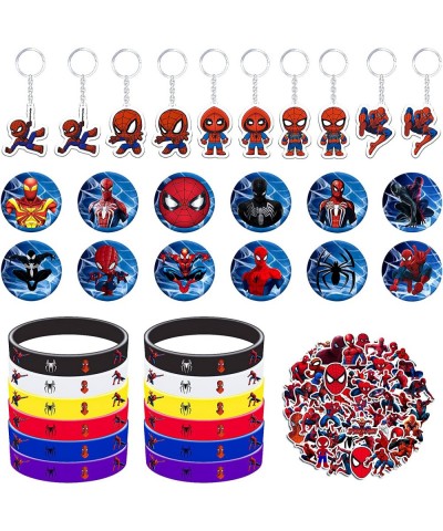 Spiderman Party Favors 84 Pcs Spiderman Birthday Party Supplies Include 12 Bracelets 10 Keychains 12 Brooches 50 Stickers for...