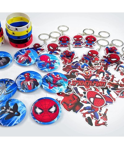 Spiderman Party Favors 84 Pcs Spiderman Birthday Party Supplies Include 12 Bracelets 10 Keychains 12 Brooches 50 Stickers for...