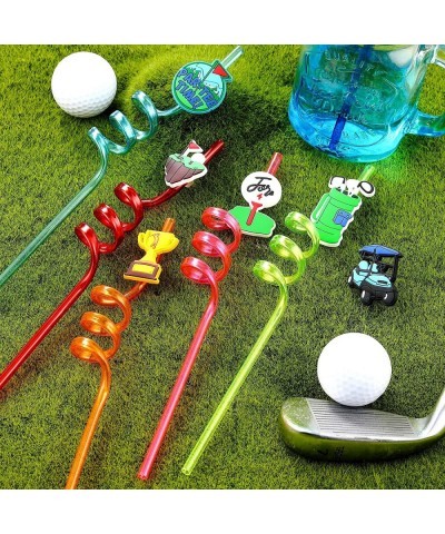 24 Pack Golf Party Decorations Favors Straws Golf Theme Birthday Party Supplies Par Tee Fore Time Decorative PET Drinking Str...