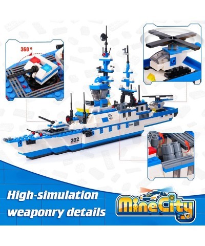 1169 Pieces City Police Station Building Kit 6 in 1 Military Battleship Building Toy with Cop Car Patrol Boat Helicopter Best...