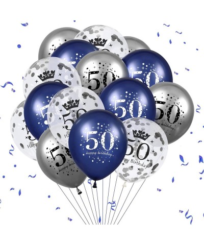 50th Blue Birthday Balloons Decorations 15PCS Navy Blue Silver 50th Birthday Balloons for Men Women 50 Anniversary Birthday P...