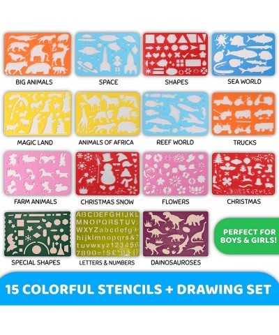 Stencils for Kids Set - Drawing Kids Stencils 50-Piece Crafting Kit for Kids Fun / Educational Toy / Children 3+ Years Old / ...