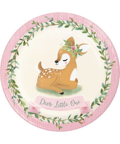 Pink Woodland Animal Party Supplies for 8 People | Paper Plates and Napkins For A Pink Baby Shower or 1st Birthday Party | Li...