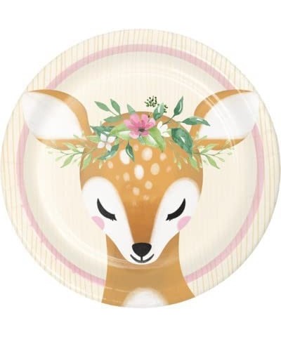 Pink Woodland Animal Party Supplies for 8 People | Paper Plates and Napkins For A Pink Baby Shower or 1st Birthday Party | Li...