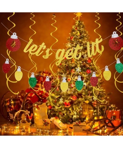 Glittery Lets Get Lit Banner and Light Bulb Garland Lets Get Lit Party Decorations Ugly Sweater Party Decorations Christmas P...