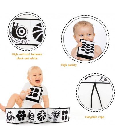 My Frist Black and White High Contrast Soft Book for Baby Infant Tummy Time Cloth Book Crib Toys Folding Educational Activity...