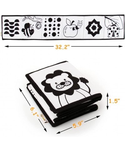 My Frist Black and White High Contrast Soft Book for Baby Infant Tummy Time Cloth Book Crib Toys Folding Educational Activity...