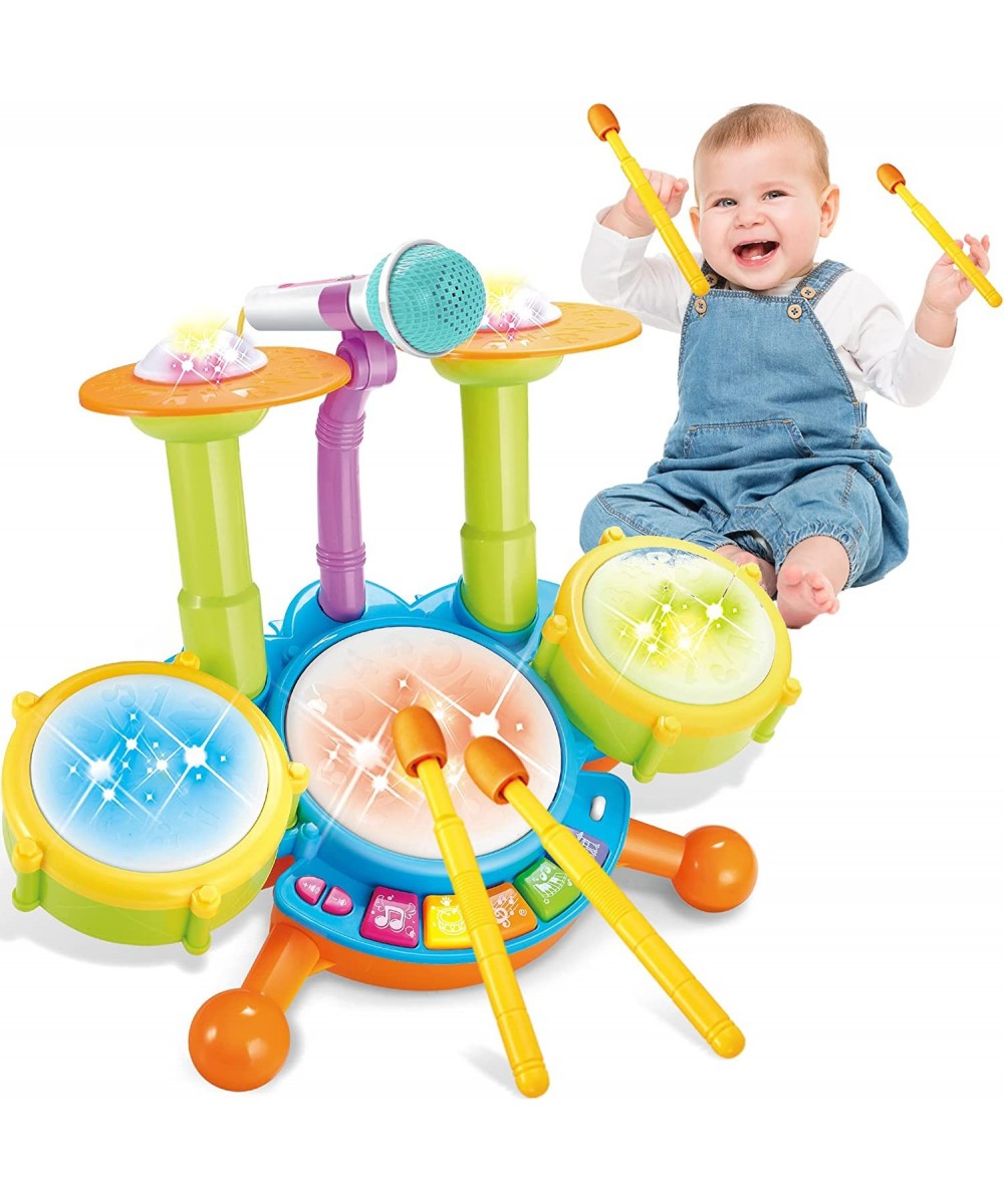 Baby Drum Set for Toddlers Musical Instruments Toddlers Drum Learning Toys with 2 Drum Sticks Beats Flash Light and Microphon...