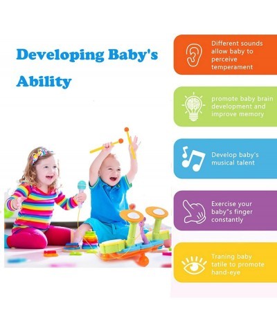 Baby Drum Set for Toddlers Musical Instruments Toddlers Drum Learning Toys with 2 Drum Sticks Beats Flash Light and Microphon...