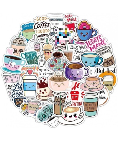 Kawaii Coffee Stickers for Laptop (50 Pcs) Gift for Teens Adults Girl Boys Coffee Cup Stickers for Water Bottle Caffe Style W...