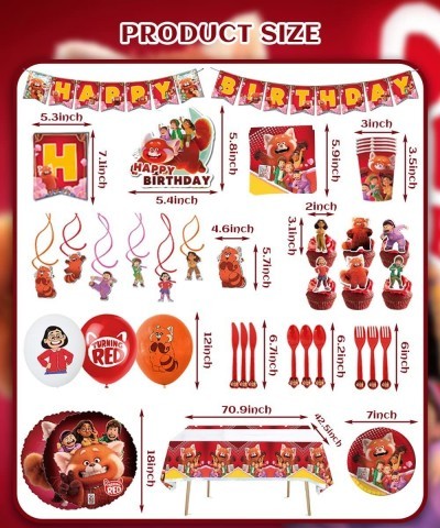 199Pcs Party Supplies Red Party Decorations Red Party Favors Decorations Gift Set Cartoon Movie Decoration with Backdrop Clot...