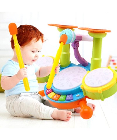 Baby Drum Set for Toddlers Musical Instruments Toddlers Drum Learning Toys with 2 Drum Sticks Beats Flash Light and Microphon...