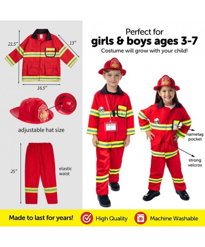 Firefighter Costume for Kids Ages 3-7 w/ Pants & Fireman Toys Includes Backpack Water Gun Firefighter Hat Toy Axe 20 Page Act...