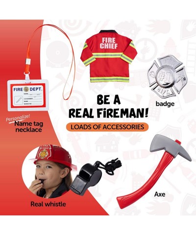 Firefighter Costume for Kids Ages 3-7 w/ Pants & Fireman Toys Includes Backpack Water Gun Firefighter Hat Toy Axe 20 Page Act...