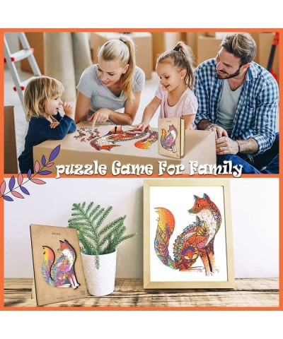 Wooden Jigsaw Puzzles Unique Shaped Jigsaw Puzzles Beautiful Fox Wooden Animal Puzzle Best Gift for Adults-219 Pieces (8.7×11...