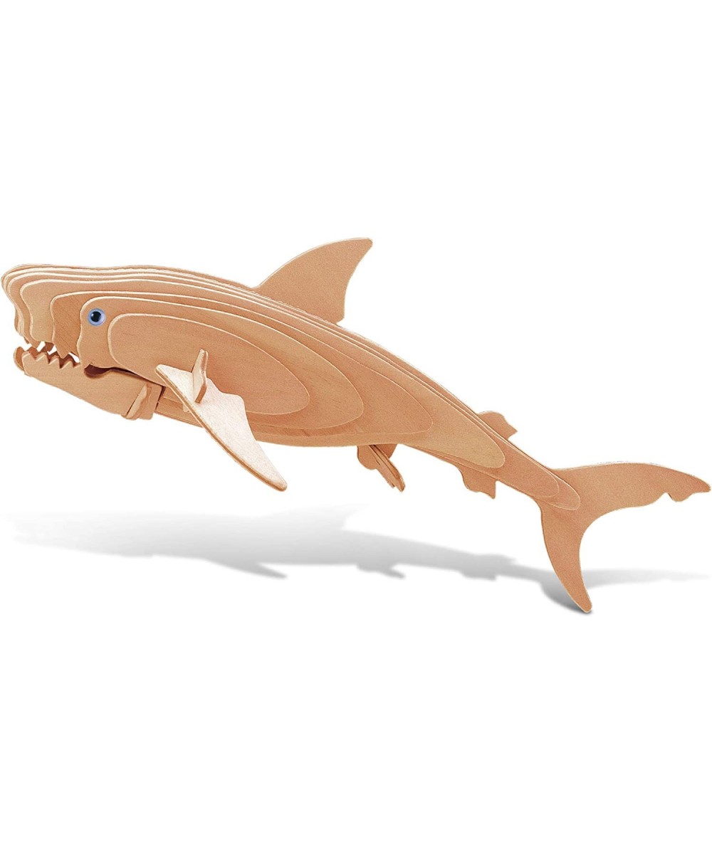 3D Puzzle Great White Shark Wood Craft Construction Model Kit Educational DIY Wooden Sea Life Toy Assemble Model Unfinished C...