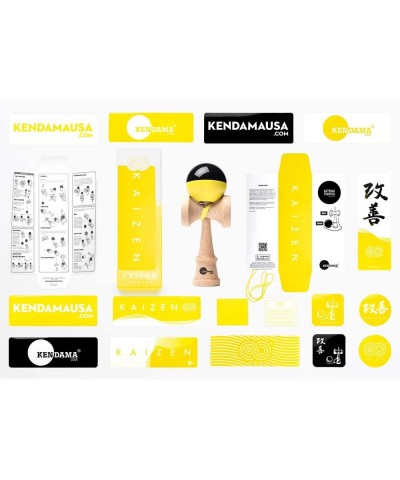 Kaizen Half Split Kendamas Sticky Paint Black & Yellow $42.67 Yo-Yos