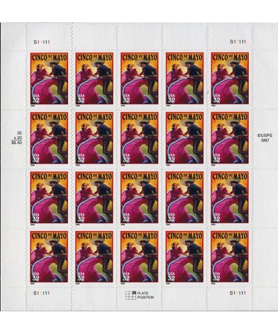 Cinco De Mayo - Mexico Sheet of Twenty 32 Cent Stamps Scott 3203 $16.06 Collectible Postage Stamps