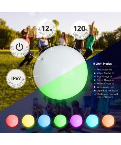 Pool Toys - 4 Pack Light Up Beach Balls for Kids w/ 8 Light Modes Pool Beach Games Balls for Outdoor or Indoor Activities Glo...