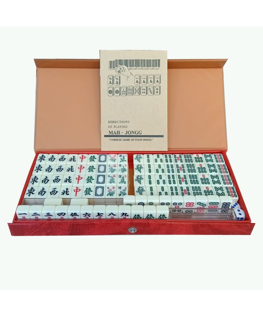 Travel Mahjong Set Portable 144 Sheets Ivory Mahjong Travel Family Leisure (Size 0.8*0.6*0.4 Inch) $49.60 Domino & Tile Games