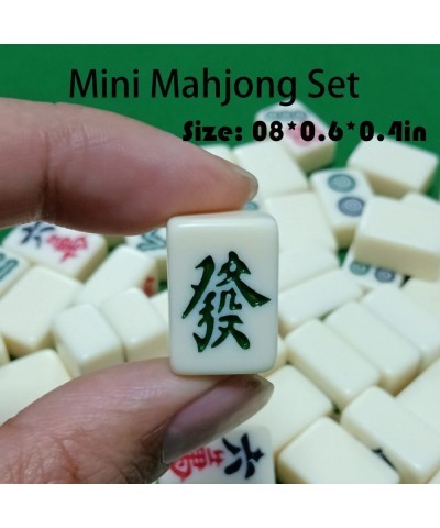 Travel Mahjong Set Portable 144 Sheets Ivory Mahjong Travel Family Leisure (Size 0.8*0.6*0.4 Inch) $49.60 Domino & Tile Games