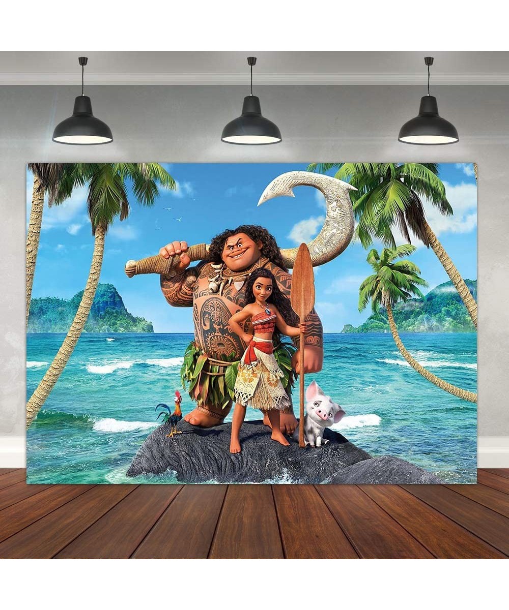 7x5ft Moana Maui Beach Theme Backdrop Baby Shower Girl Birthday Party Background Cake Table Dress-up Large Banner Supplies $2...