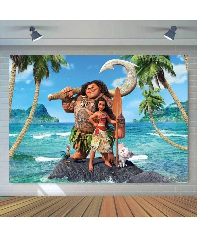 7x5ft Moana Maui Beach Theme Backdrop Baby Shower Girl Birthday Party Background Cake Table Dress-up Large Banner Supplies $2...