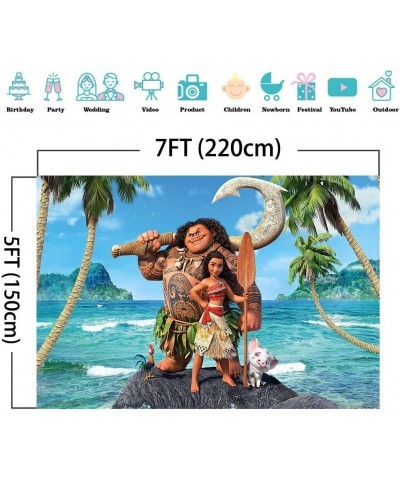 7x5ft Moana Maui Beach Theme Backdrop Baby Shower Girl Birthday Party Background Cake Table Dress-up Large Banner Supplies $2...