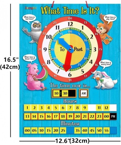 Tell Time Teaching Clock for Kids: 12.6 x 16.5 inches Board with Magnetic Game Numbers $27.34 Early Development & Activity Toys