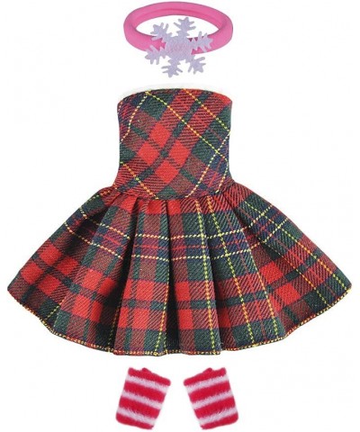 Santa Clothing for elf Doll (Red-Green Plaid Dress) $13.61 Doll Accessories