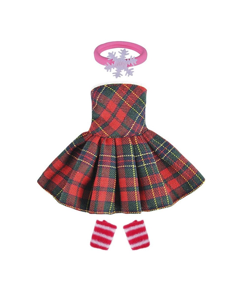 Santa Clothing for elf Doll (Red-Green Plaid Dress) $13.61 Doll Accessories