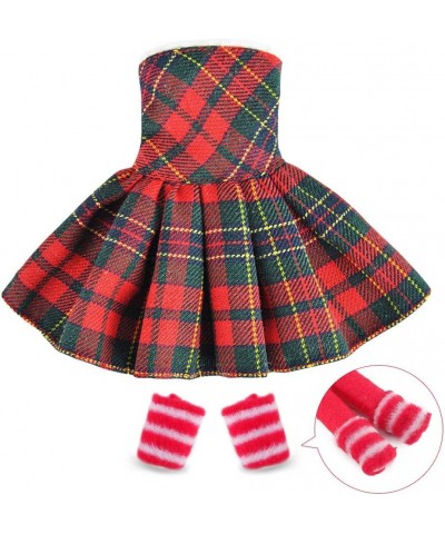 Santa Clothing for elf Doll (Red-Green Plaid Dress) $13.61 Doll Accessories