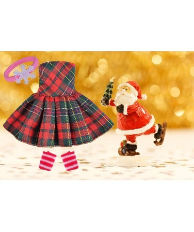 Santa Clothing for elf Doll (Red-Green Plaid Dress) $13.61 Doll Accessories