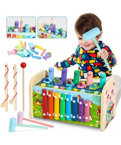 7 in 1 Hammering Pounding Toys Wooden Montessori Educational Fishing Game Xylophone Toy for 1 2 3 Year Old Baby Sensory Devel...