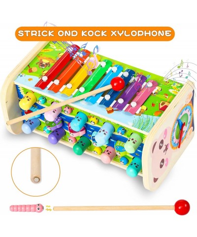 7 in 1 Hammering Pounding Toys Wooden Montessori Educational Fishing Game Xylophone Toy for 1 2 3 Year Old Baby Sensory Devel...