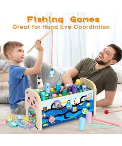 7 in 1 Hammering Pounding Toys Wooden Montessori Educational Fishing Game Xylophone Toy for 1 2 3 Year Old Baby Sensory Devel...