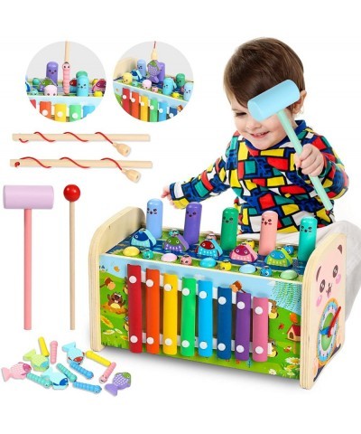 7 in 1 Hammering Pounding Toys Wooden Montessori Educational Fishing Game Xylophone Toy for 1 2 3 Year Old Baby Sensory Devel...