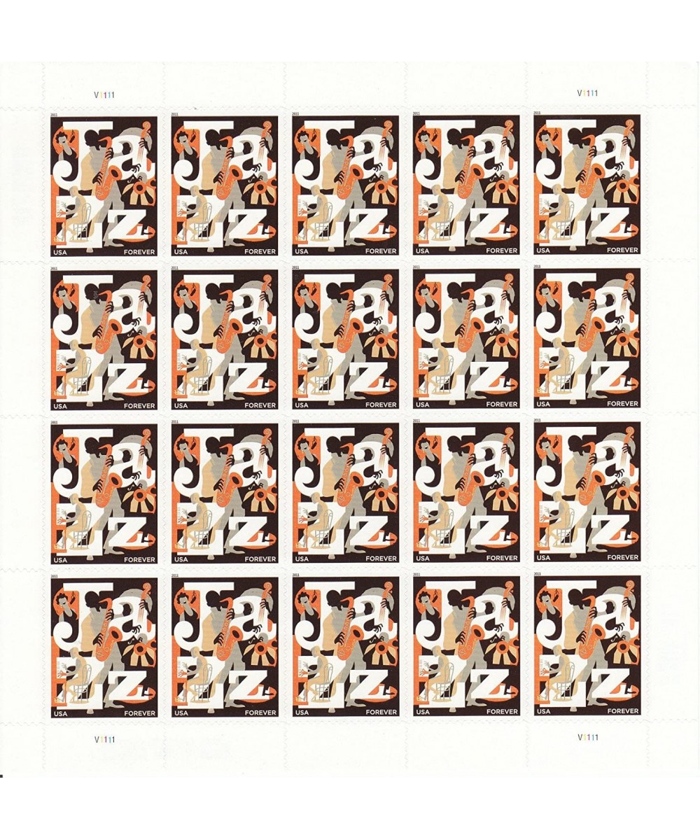 2011 Jazz Sheet of Twenty Forever Stamps Scott 4503 $53.46 Collectibles Display & Storage